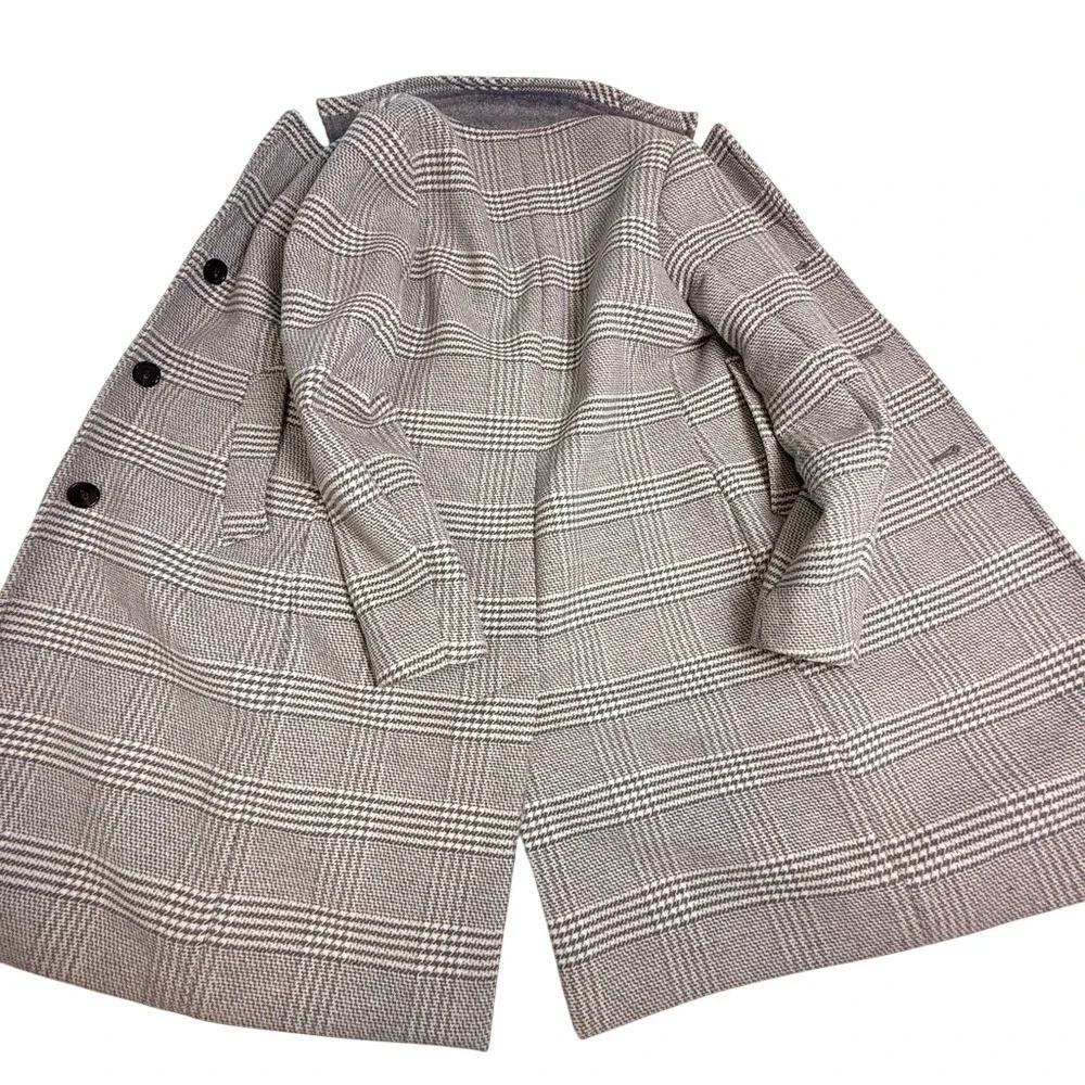 The A&F Dad Coat Plaid Wool Blend Overcoat Women's Size XXSP‎ Gray Classic